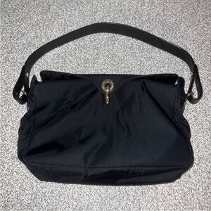 Kate Spade New York Black Nylon Leather Handle Zip Shoulder Bag Purse
